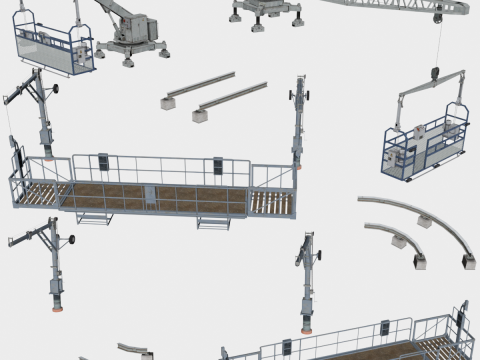 8 in 1 Building Maintenance Unit Collection - Game Assets - Low Poly 3D 모델