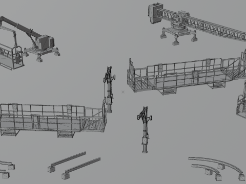 8 in 1 Building Maintenance Unit Collection - Game Assets - Low Poly 3D मॉडल