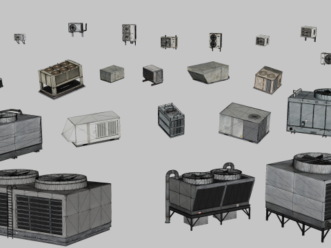 121 in 1 Rooftop Props Mega Pack - Game Assets - Low Poly Modelo 3D