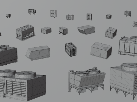121 in 1 Rooftop Props Mega Pack - Game Assets - Low Poly Modelo 3D