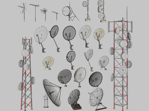 121 in 1 Rooftop Props Mega Pack - Game Assets - Low Poly Modelo 3D