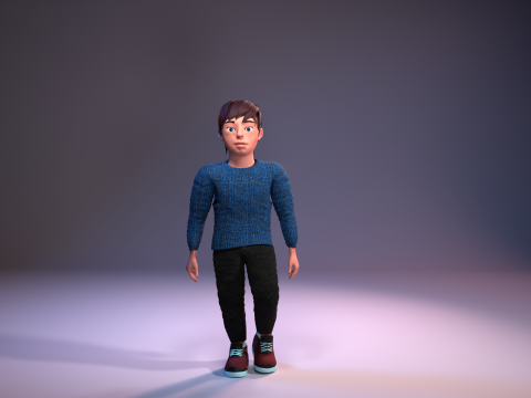 Stylized low poly kid character 3D Model