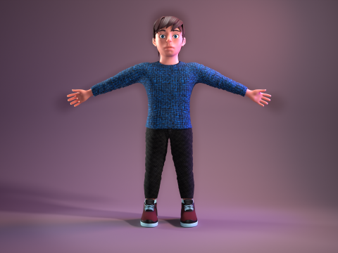 Stylized low poly kid character 3D 모델