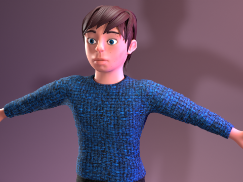 Stylized low poly kid character 3D 모델