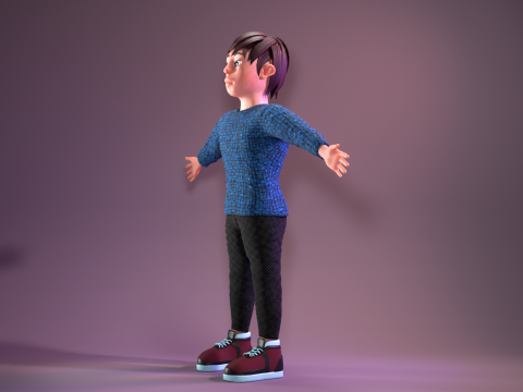 Stylized low poly kid character 3D 모델