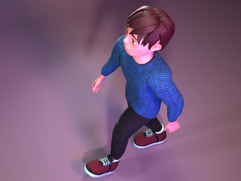 Stylized low poly kid character 3D 모델