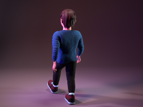 Stylized low poly kid character 3D 모델
