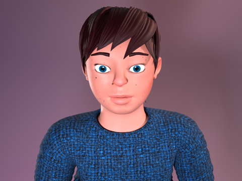 Stylized low poly kid character 3D 모델