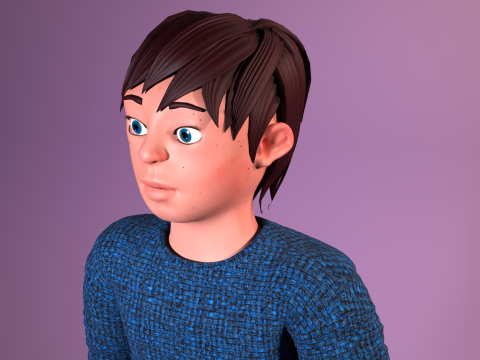 Stylized low poly kid character 3D 모델