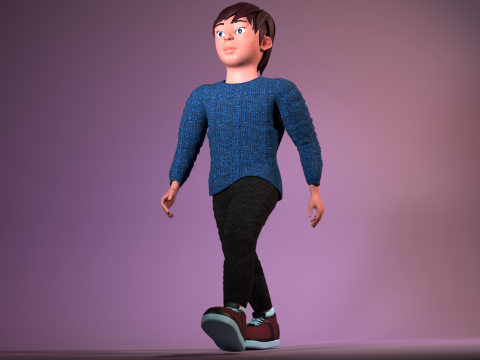 Stylized low poly kid character 3D 모델