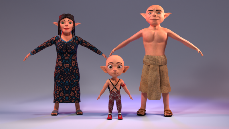 Stylized Family Pck Characters 3D Модель .c4d .max .obj .3ds .fbx .stl .blend 
