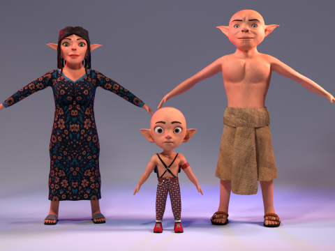 Stylized Family Pck Characters 3D 模型