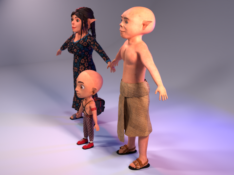 Stylized Family Pck Characters 3D Модель