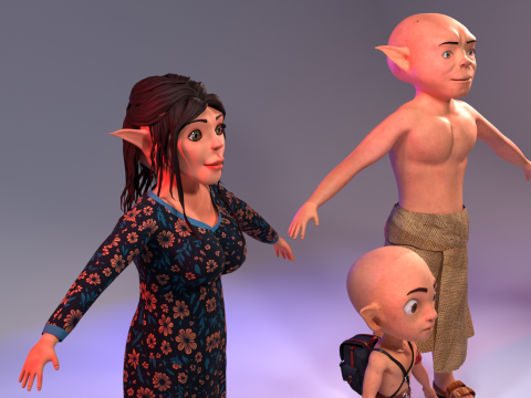 Stylized Family Pck Characters 3D Модель