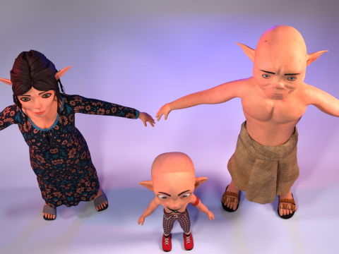 Stylized Family Pck Characters 3D Модель