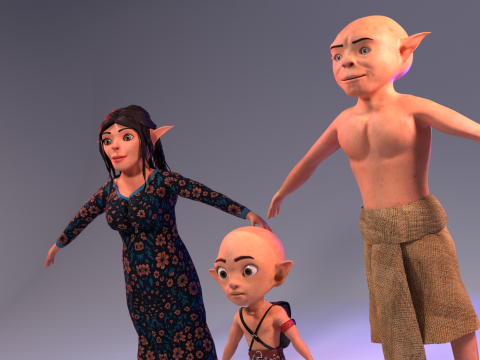 Stylized Family Pck Characters 3D Модель