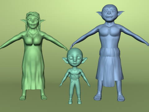 Stylized Family Pck Characters 3D Модель