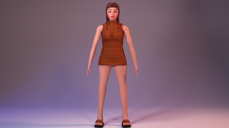 Stylized low poly girl character Model 3D .c4d .max .obj .3ds .fbx .stl .blend 