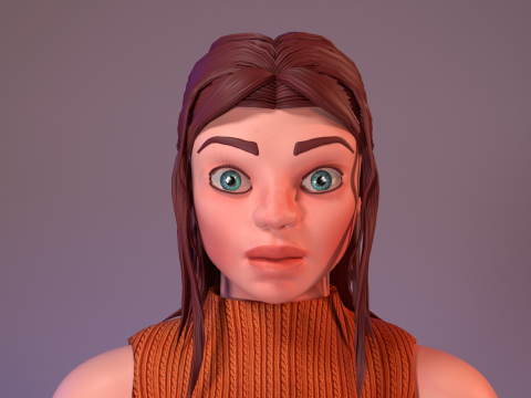 Stylized low poly girl character Model 3D