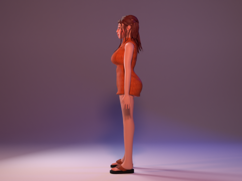 Stylized low poly girl character Model 3D