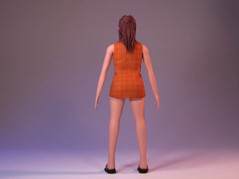 Stylized low poly girl character Model 3D