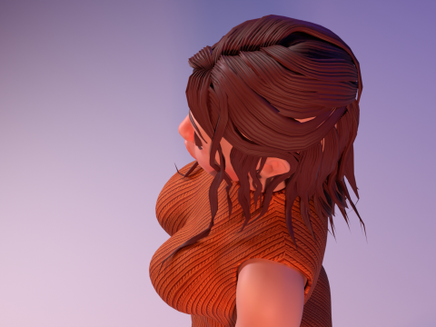 Stylized low poly girl character Model 3D