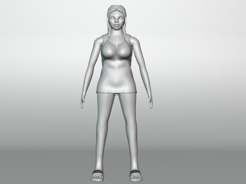 Stylized low poly girl character Model 3D