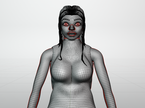 Stylized low poly girl character Model 3D