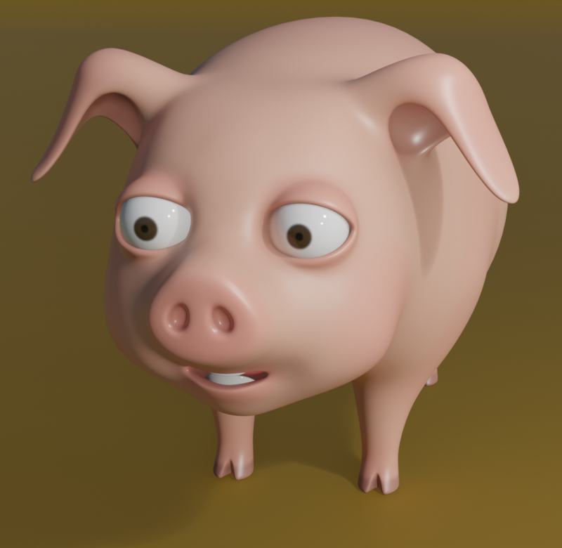 Stylized Pig Model 3D .c4d .max .obj .3ds .fbx .stl .blend