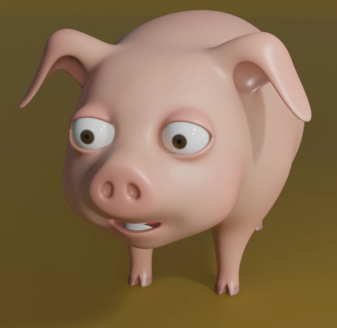 Stylized Pig 3D Model .c4d .max .obj .3ds .fbx .stl .blend
