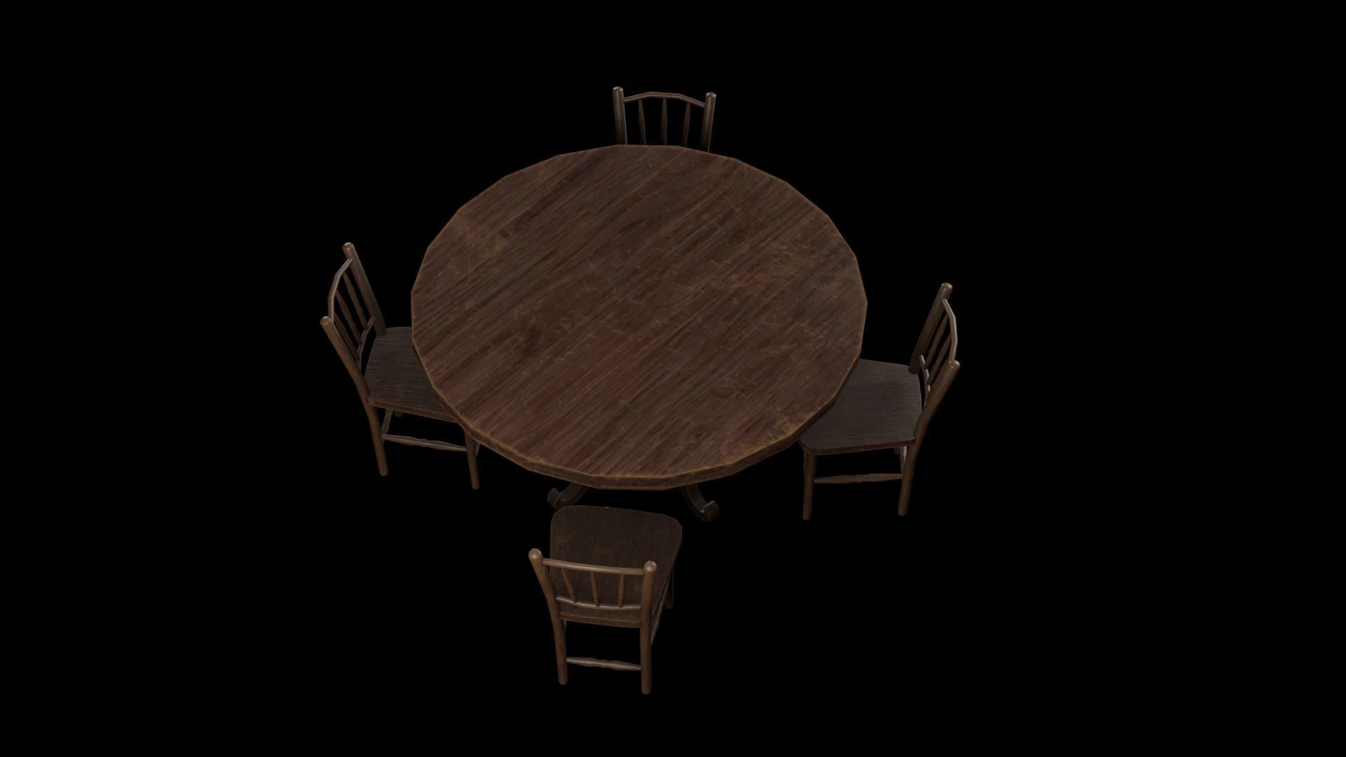 Round Table and Chairs 3D Model .c4d .max .obj .3ds .fbx .stl .blend