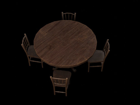 Round Table and Chairs 3D 模型