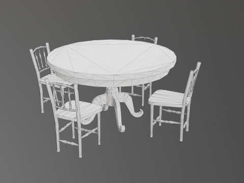 Round Table and Chairs Modelo 3D