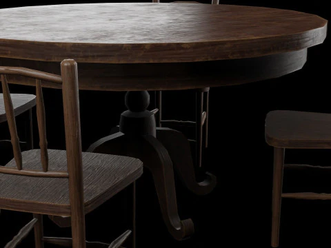 Round Table and Chairs 3D Model
