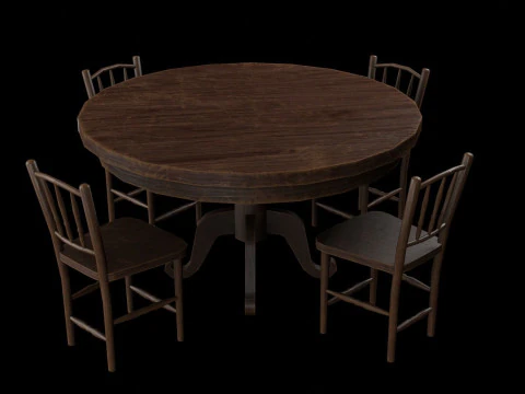 Round Table and Chairs 3D Model