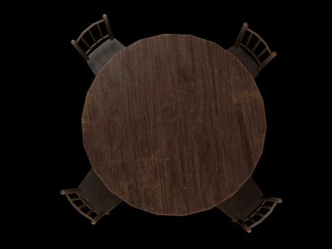 Round Table and Chairs 3D Model