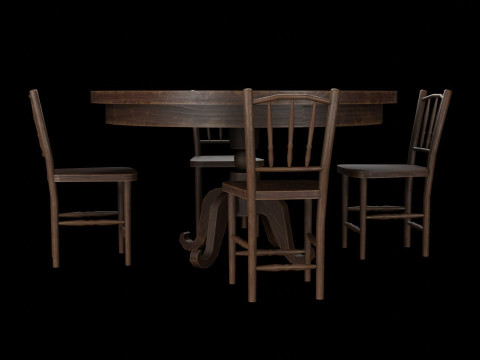 Round Table and Chairs Modelo 3D