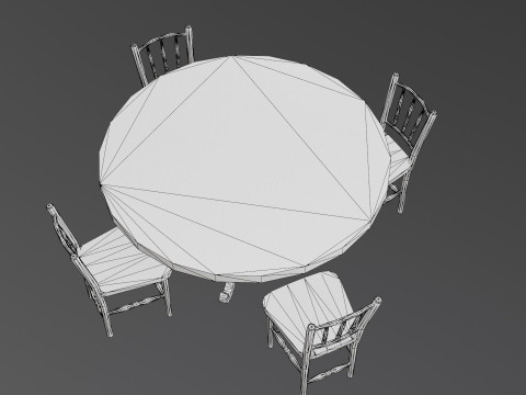 Round Table and Chairs Modelo 3D