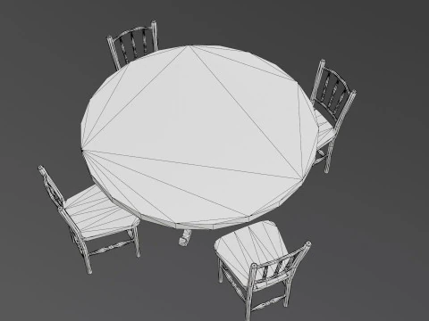 Round Table and Chairs 3D Model