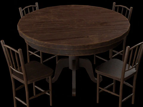 Round Table and Chairs 3D Model