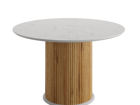 Round wooden dining table 3D 模型