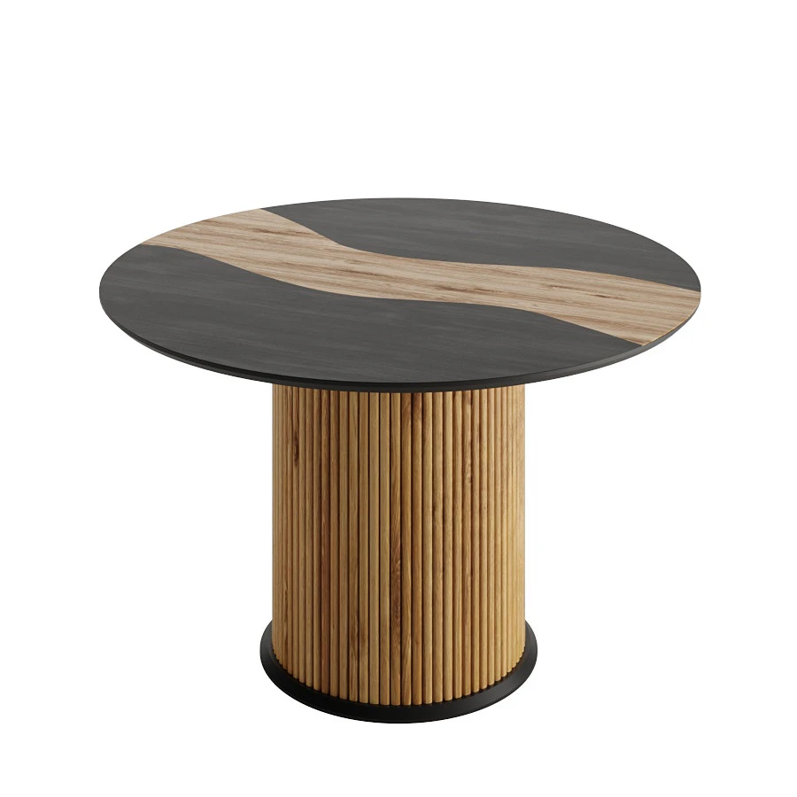 Wooden round dining table 3D Model .c4d .max .obj .3ds .fbx .stl .blend 