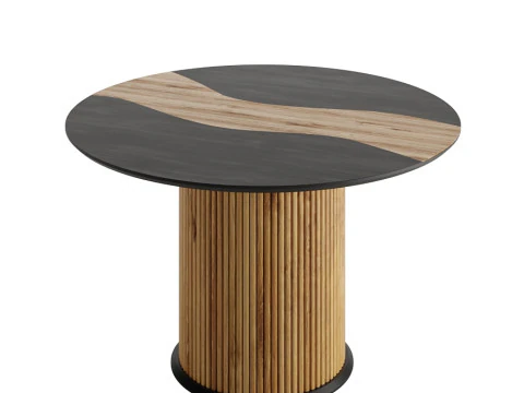 Houten ronde eettafel 3D Model