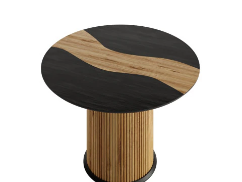 Wooden round dining table 3D Model