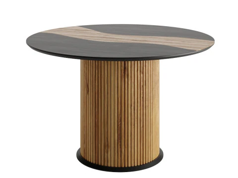 Wooden round dining table 3D Model