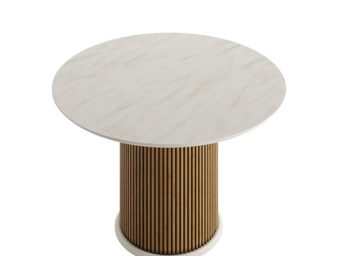Round wooden dining table 3D 모델