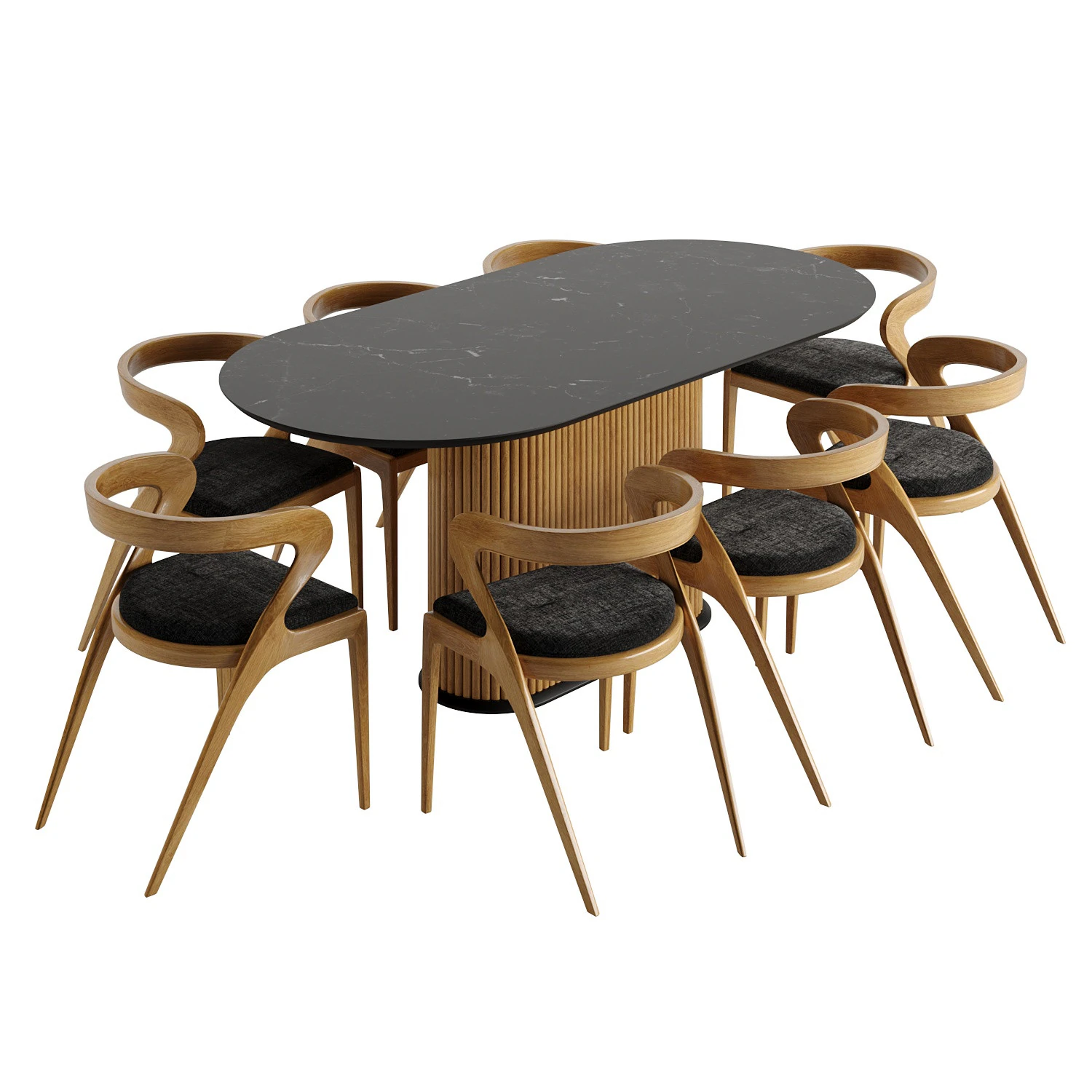 Dining Set 3D Model .c4d .max .obj .3ds .fbx .stl .blend