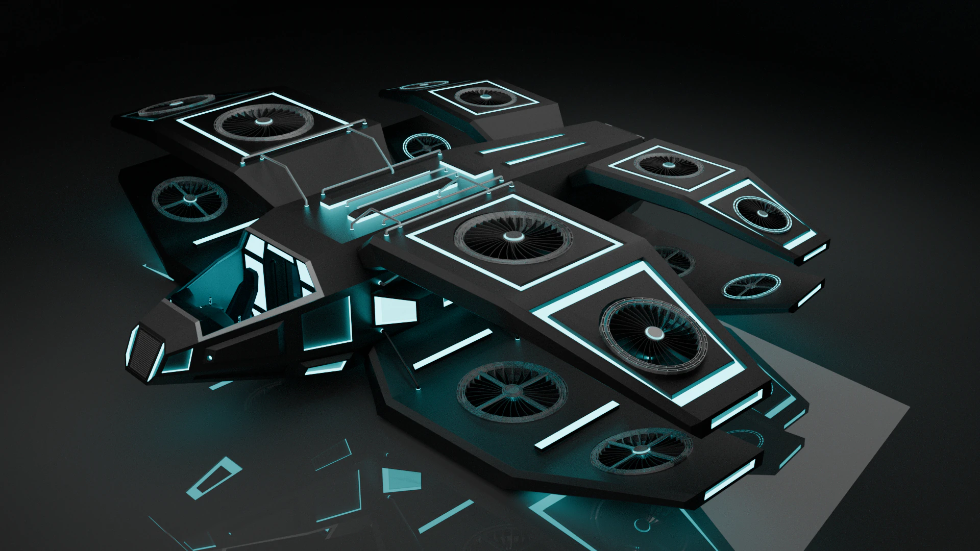 Sci fi Air Craft 3D Model .c4d .max .obj .3ds .fbx .stl .blend 