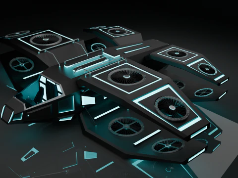 Aeronave de fic&ccedil;&atilde;o cient&iacute;fica Modelo 3D