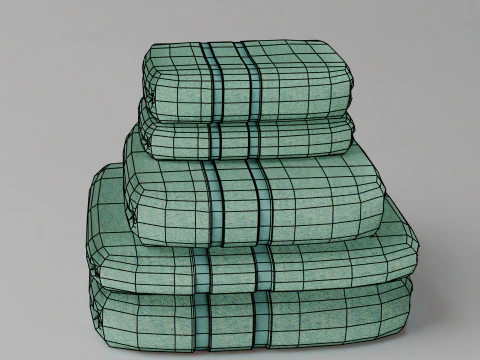 Stack of turquoise bath towels 3D Model